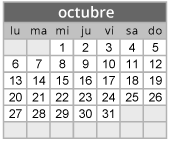 Calendario de publicaciones - Octubre